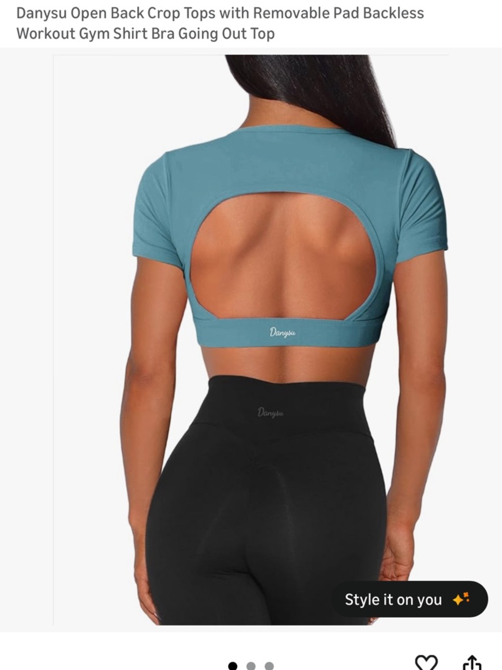 Bloch Open-Back Crop Top in Teal Blue